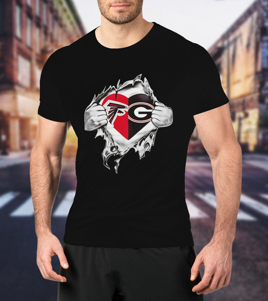 Atlanta Falcons Georgia Bulldogs Heart Fan Pride T-Shirt