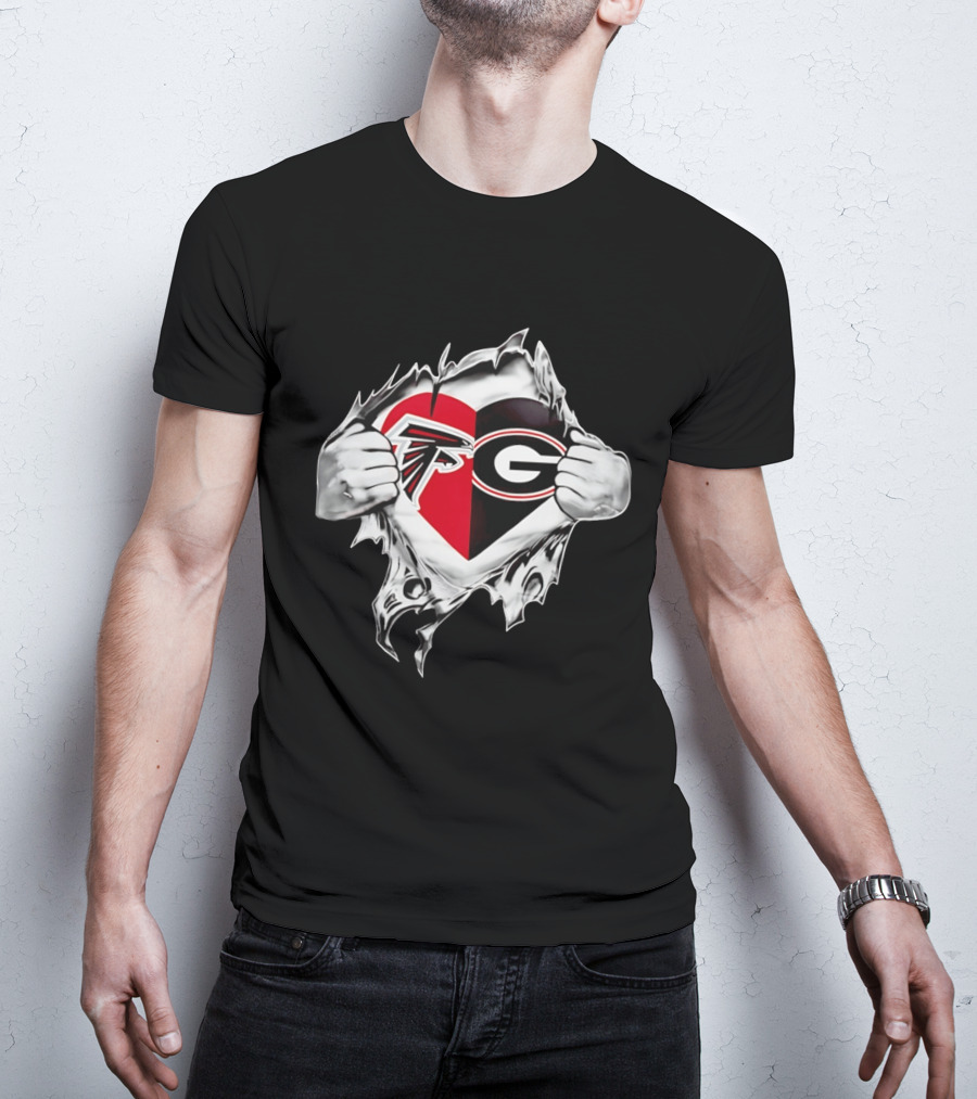 Atlanta Falcons Georgia Bulldogs Heart Fan Pride T-Shirt