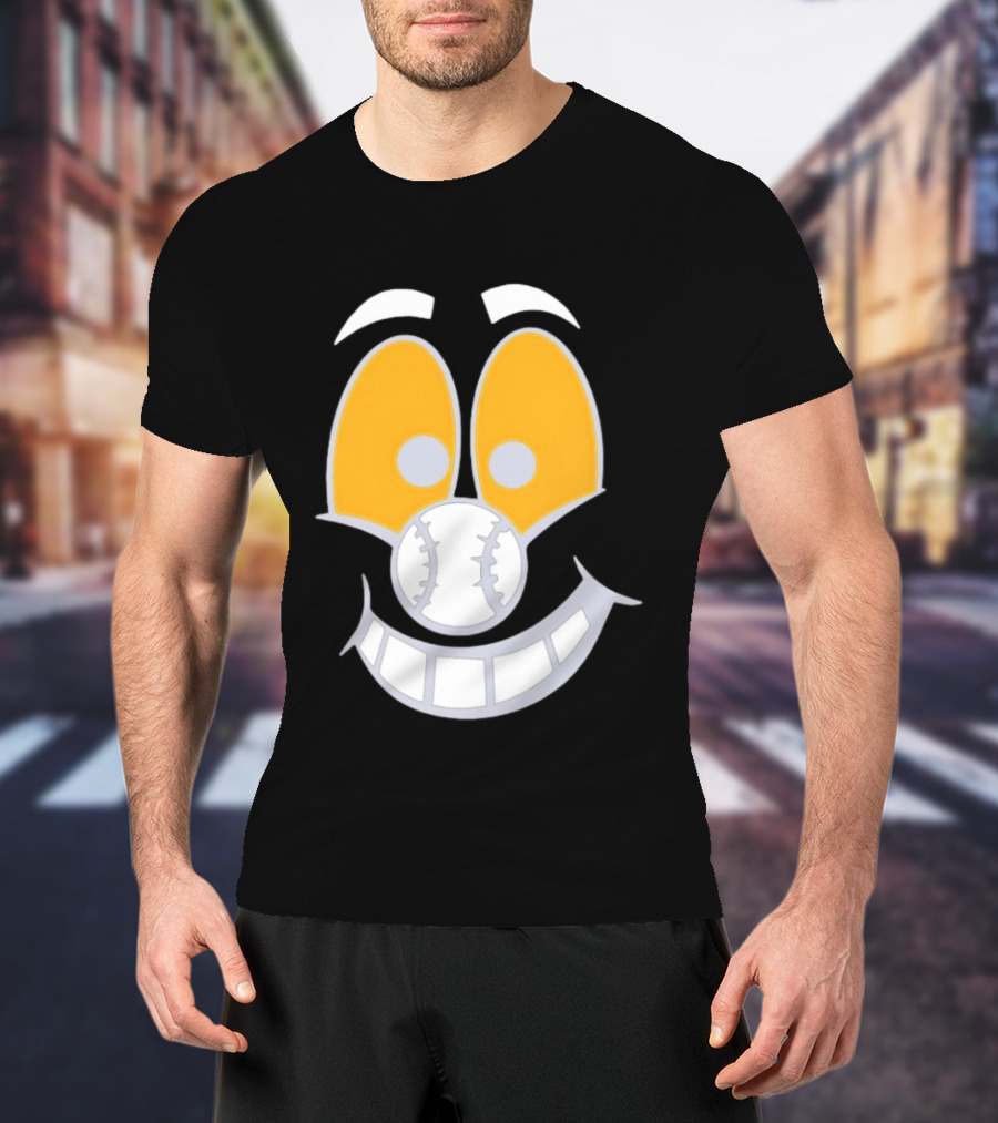 Cartoon Baseball Smile Face With Playful Eyes T-Shirt
