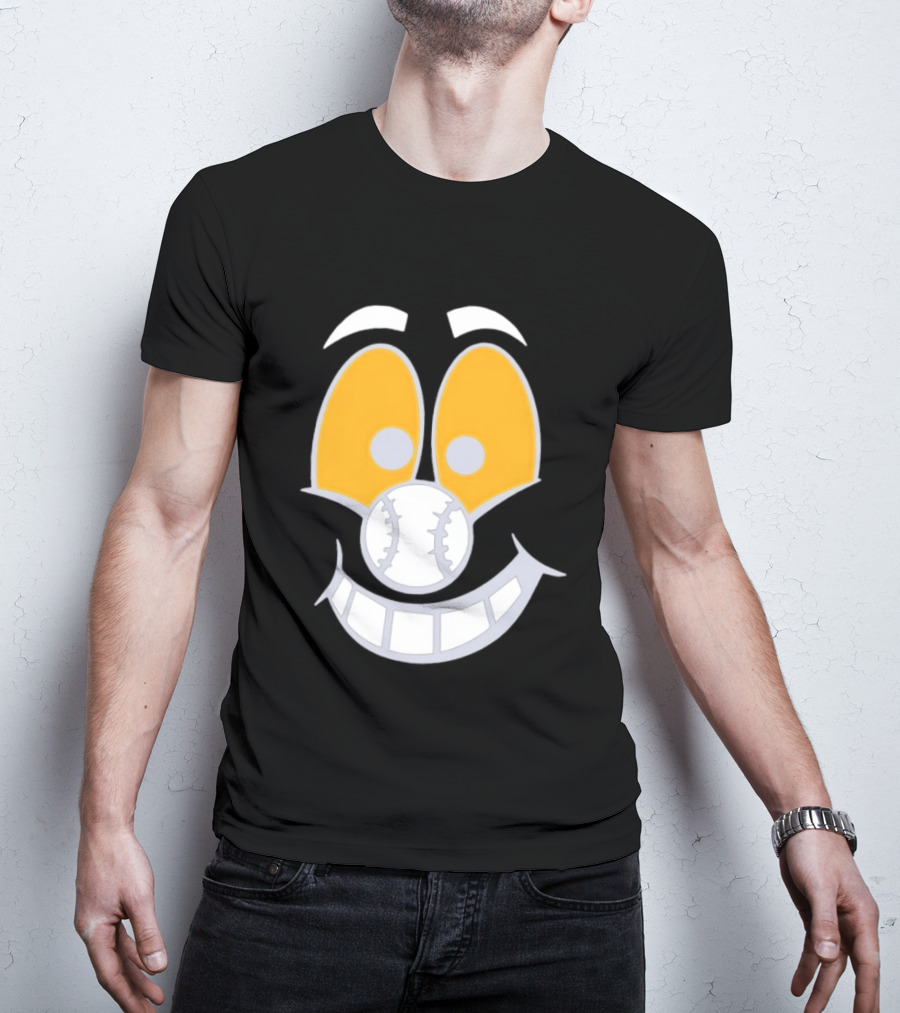 Cartoon Baseball Smile Face With Playful Eyes T-Shirt