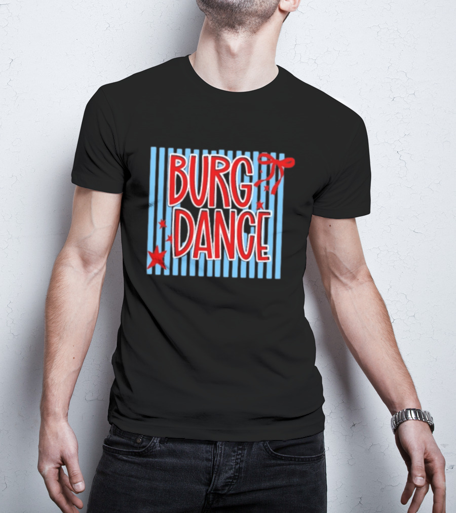 Burg Dance Stripe Red Stars And Bow T-Shirt