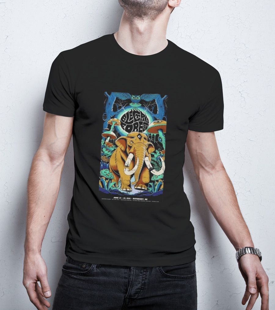 Electric Forest June 25 28 2026 Rothbury MI Mammoth And Psychedelic Mushrooms T-Shirt