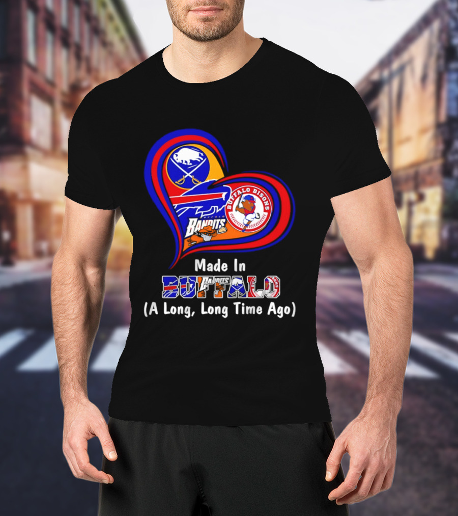 Buffalo Sabres Bills Bisons Made In Buffalo Heart T-Shirt