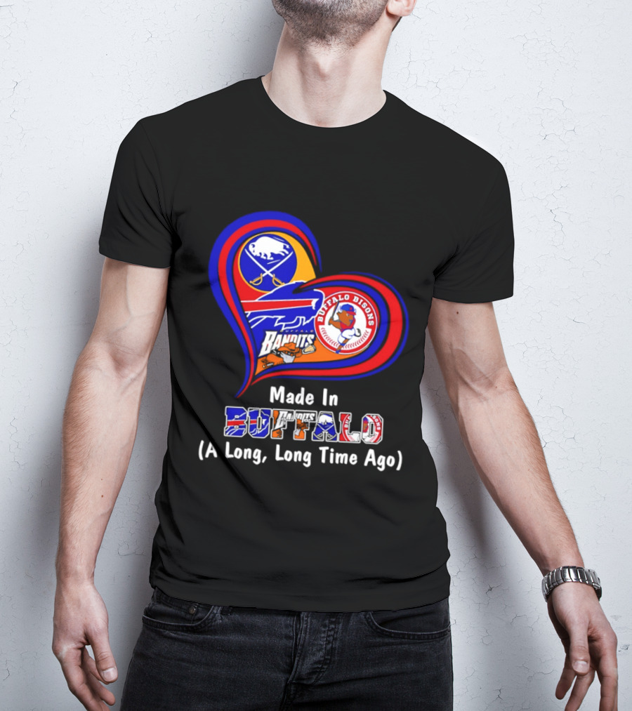 Buffalo Sabres Bills Bisons Made In Buffalo Heart T-Shirt