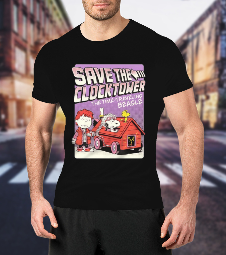 Save The Tower The Time Traveling Beagle Retro Adventure T-Shirt