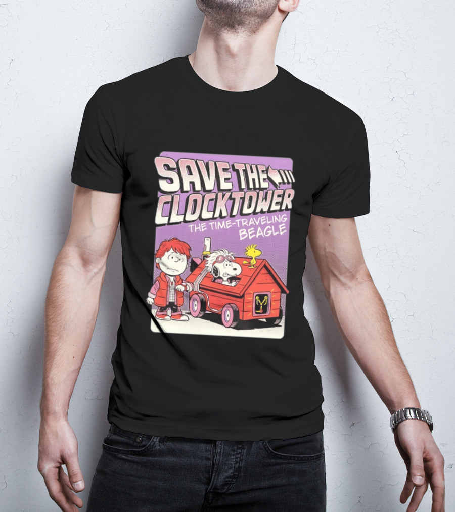 Save The Tower The Time Traveling Beagle Retro Adventure T-Shirt