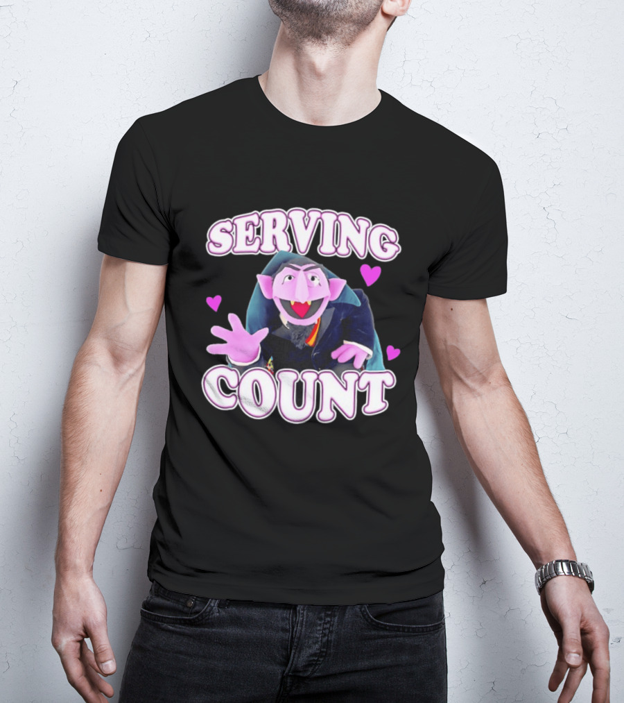 Serving Count Von Count Heart Purple Love T-Shirt