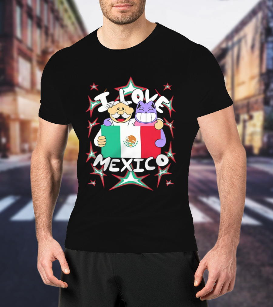 I Love Mexico Mexican Flag Cartoon Cat And Doctor T-Shirt