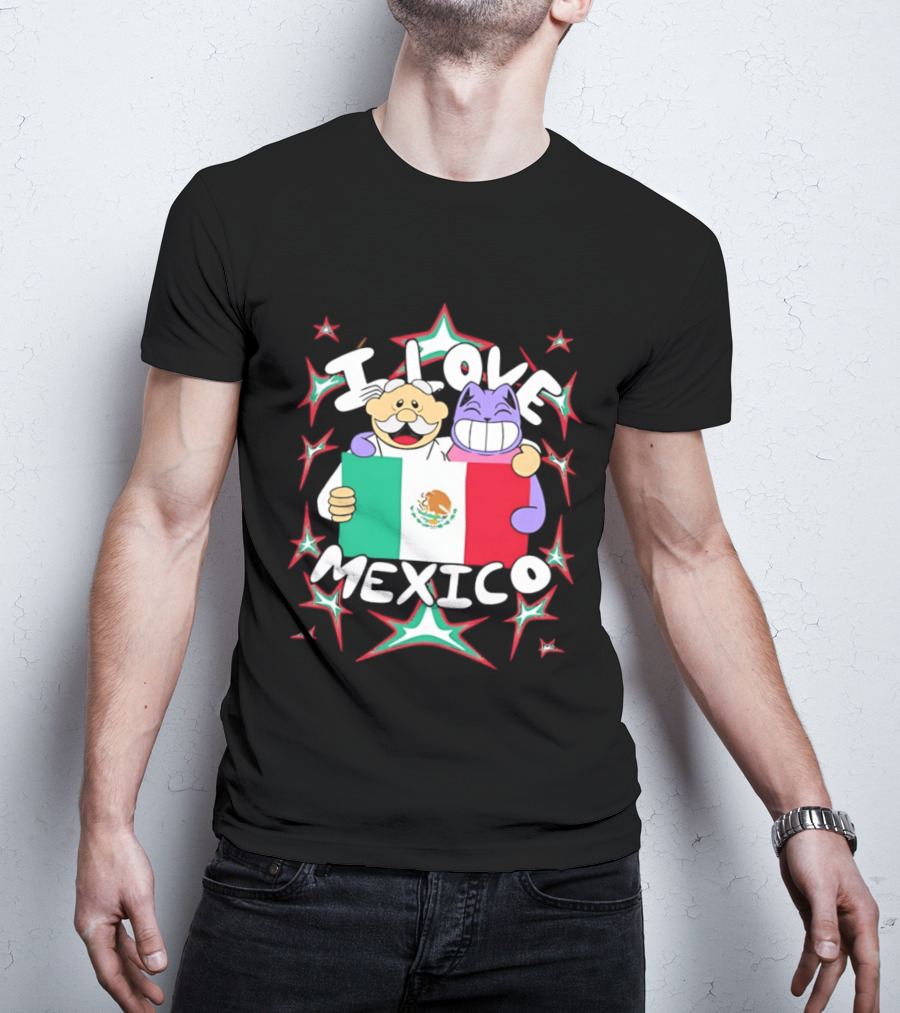 I Love Mexico Mexican Flag Cartoon Cat And Doctor T-Shirt