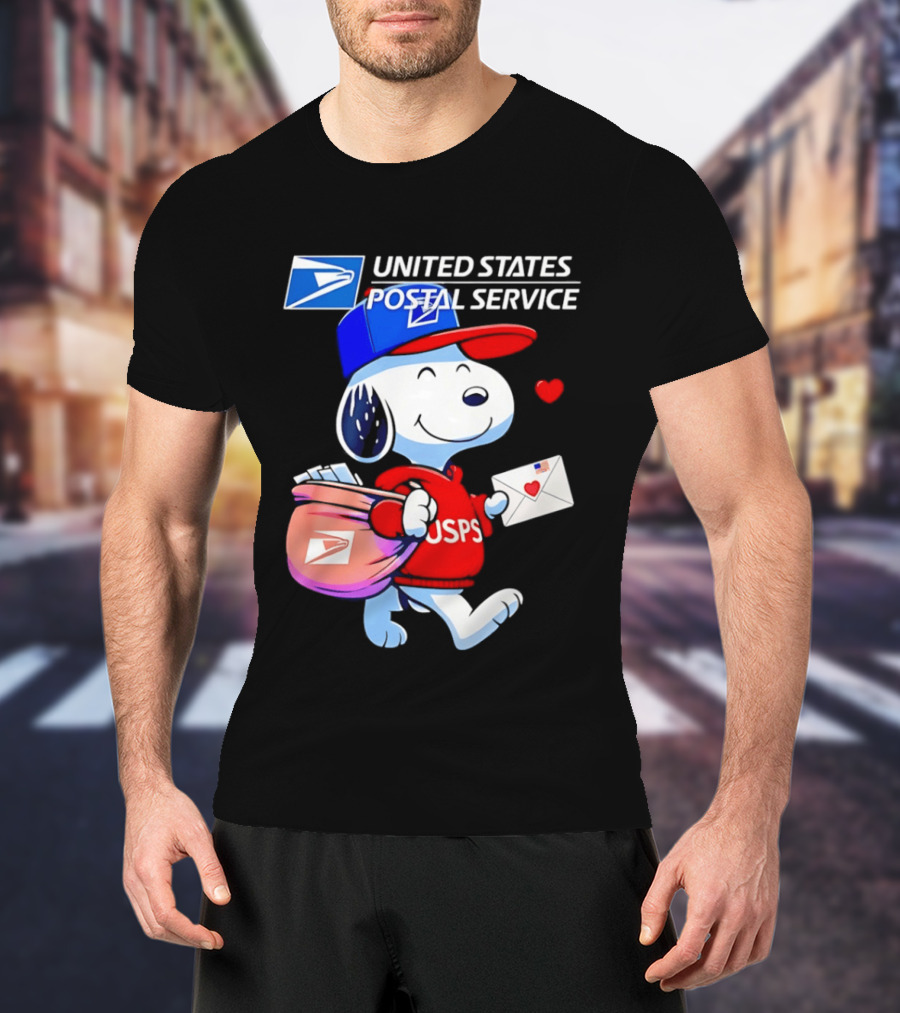 Snoopy USPS Mail Carrier United States Postal Service Official Collaboration T-Shirt