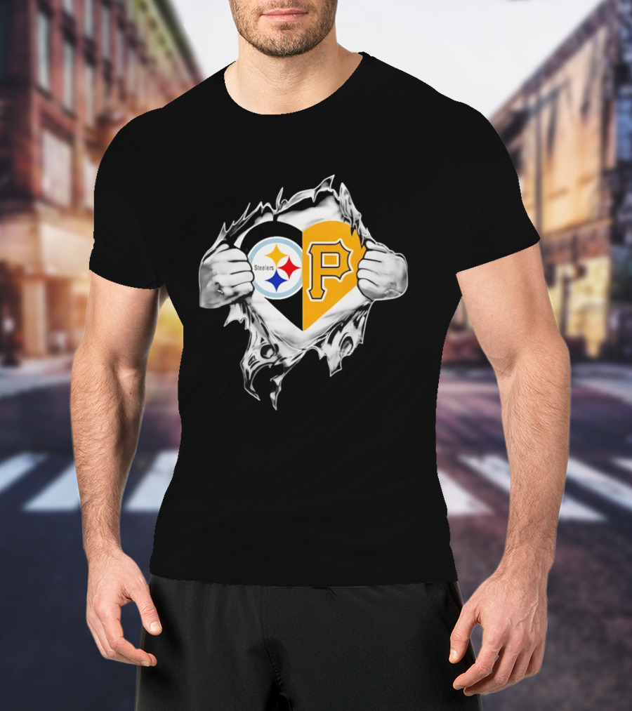 Steelers Pirates Heart Pittsburgh NFL MLB Fans T-Shirt
