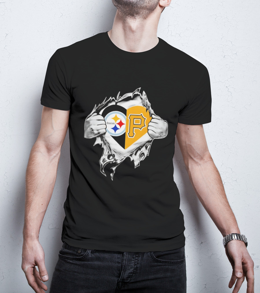 Steelers Pirates Heart Pittsburgh NFL MLB Fans T-Shirt