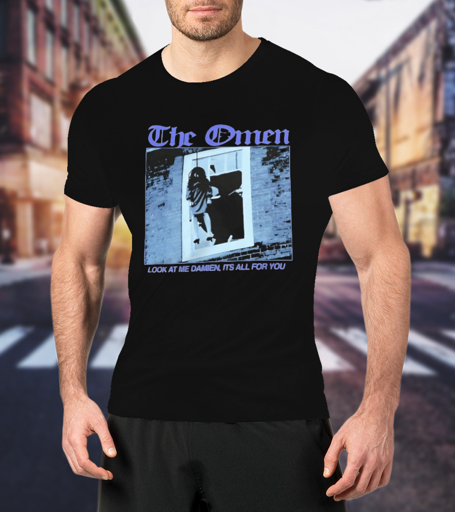 The Omen Look At Me Damien It's All For You Classic Horror Scene T-Shirt