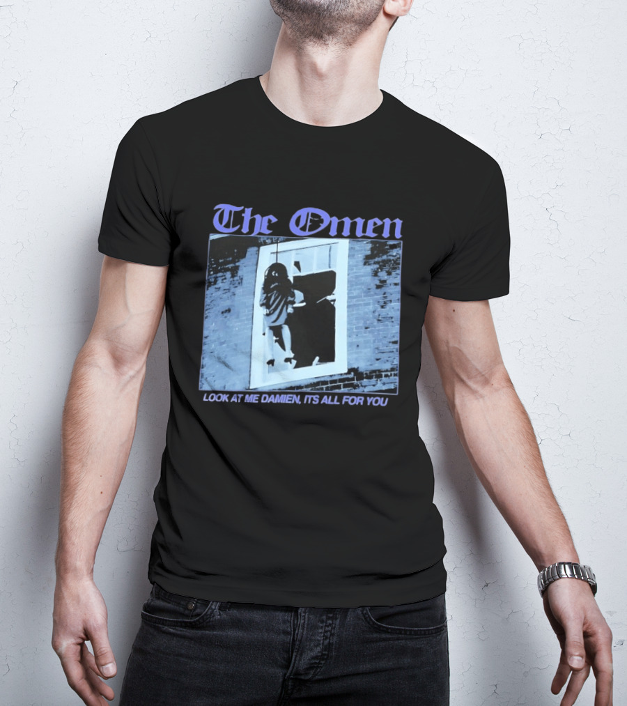 The Omen Look At Me Damien It's All For You Classic Horror Scene T-Shirt