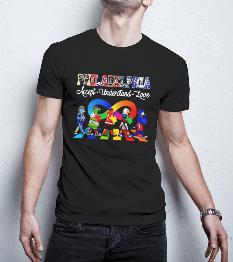 Philadelphia Mascots Autism Awareness Accept Understand Love T-Shirt