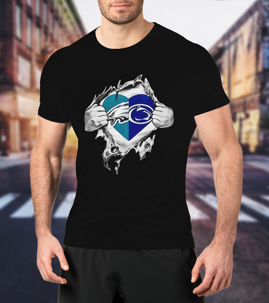 Philadelphia Eagles Penn State Nittany Lions Heart T-Shirt