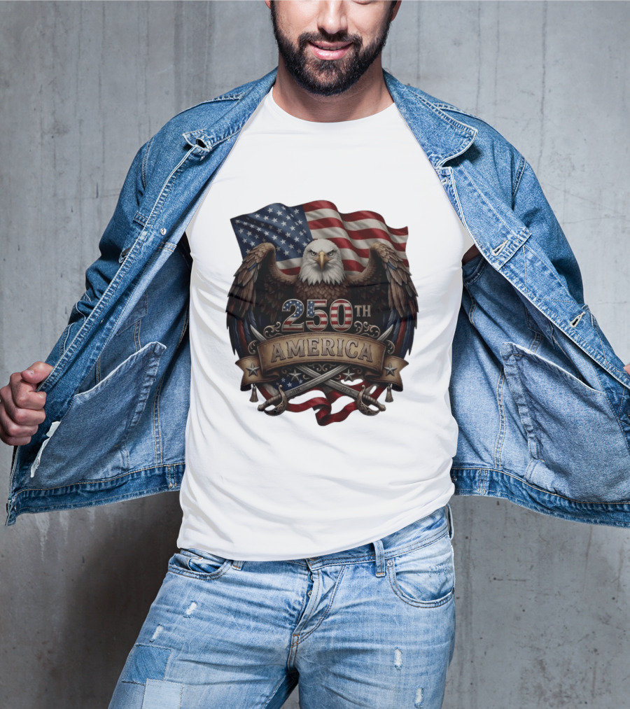 Patriotic Bald Eagle USA Flag America 250th Anniversary T-Shirt