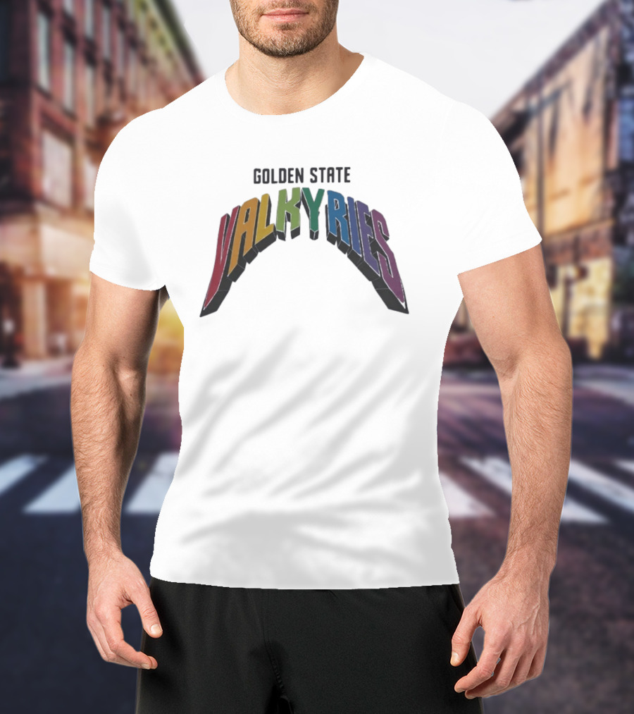 Golden State Valkyries Rainbow Multicolor Curved T-Shirt