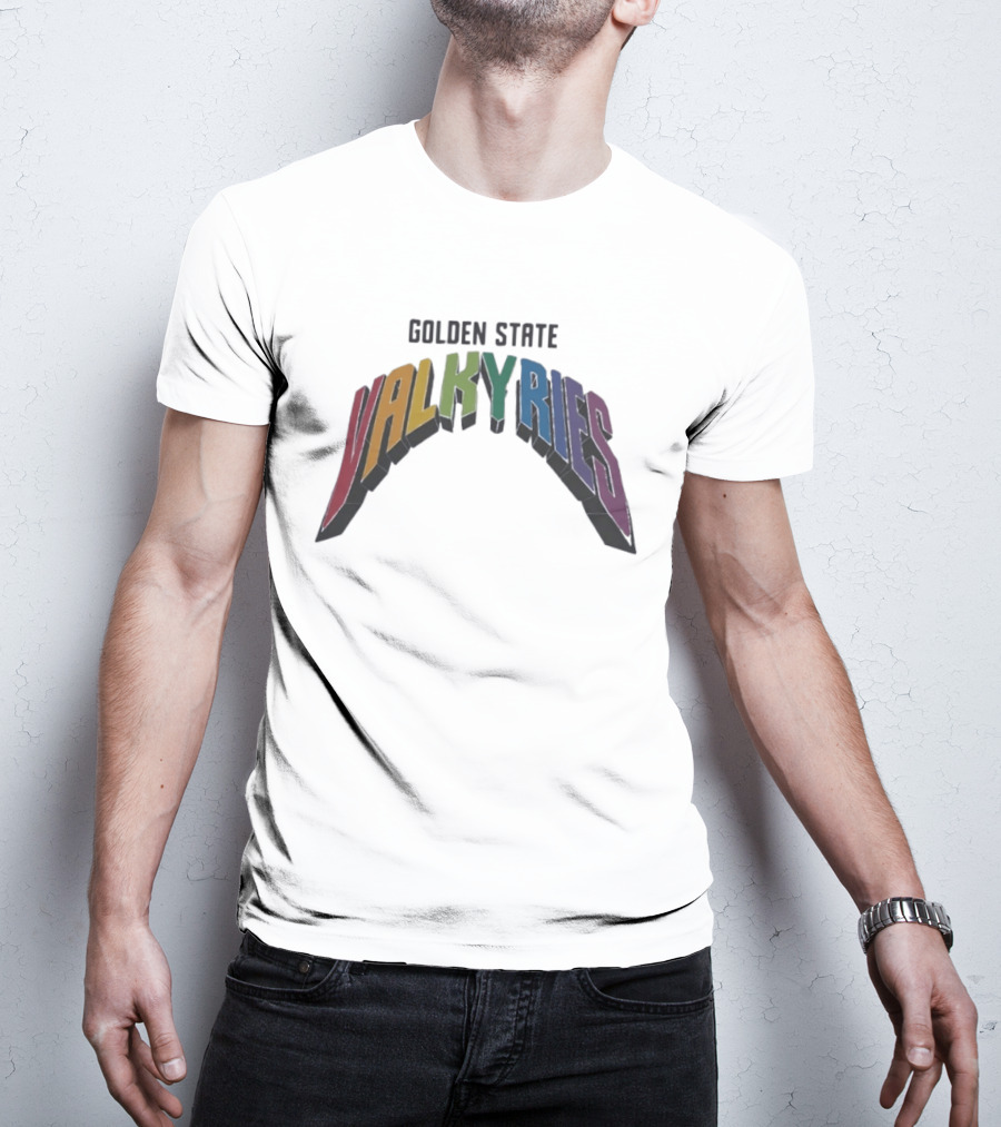 Golden State Valkyries Rainbow Multicolor Curved T-Shirt