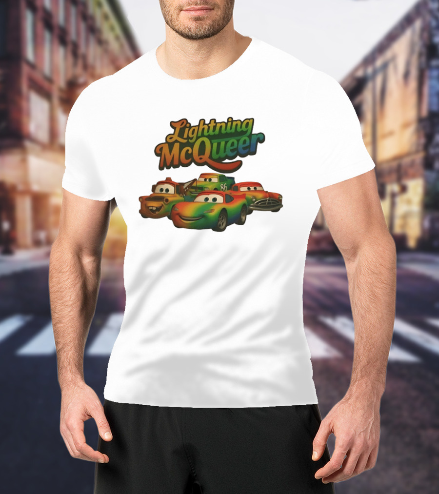 Lightning McQueer Pride Cars Movie Characters Rainbow T-Shirt