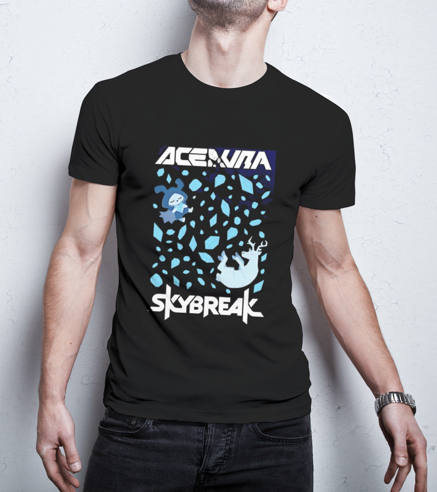 Ace Aura Skybreak EDM Music Artistic Falling Character And Deer With Blue Leaves T-Shirt