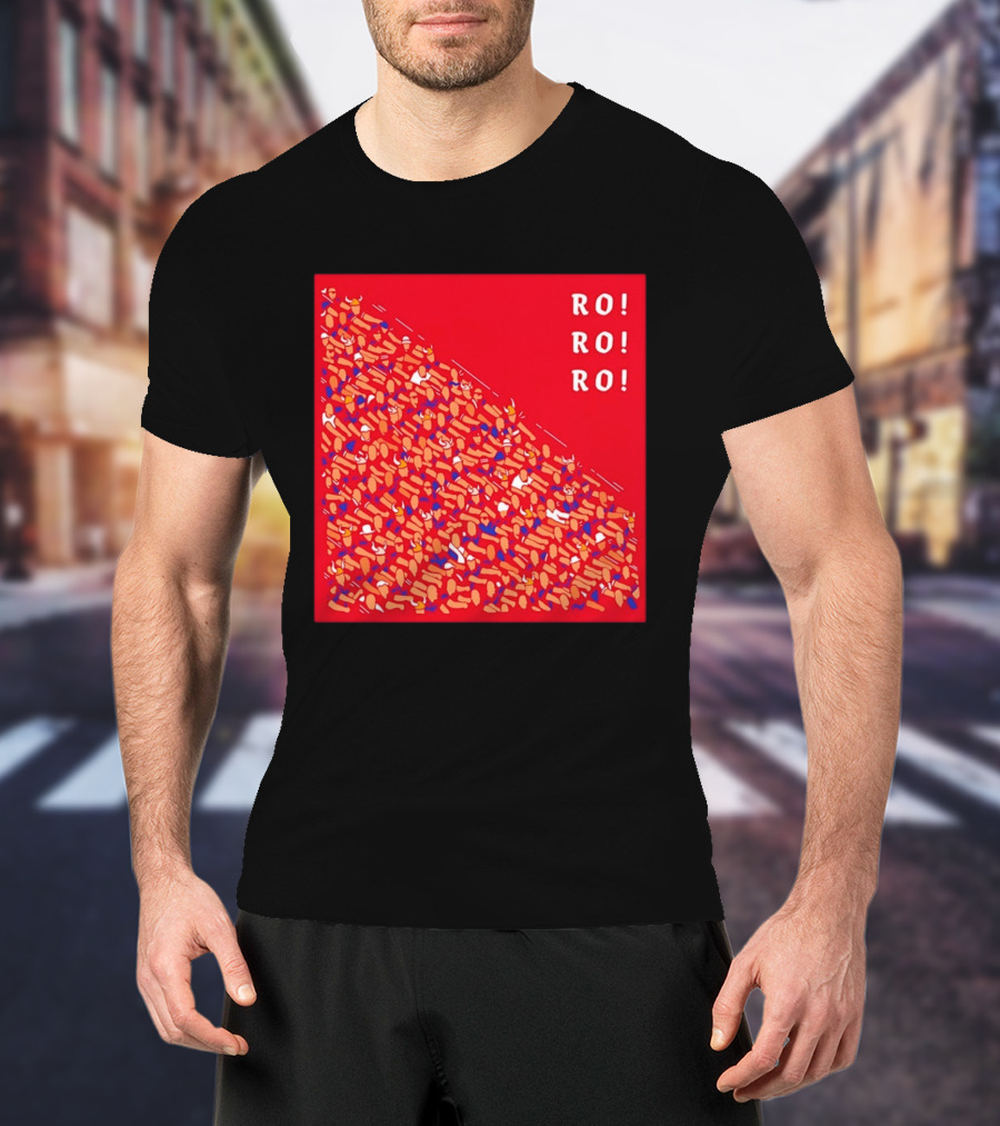 Ro Ro Ro Viking Helmet Crowd Art Red T-Shirt