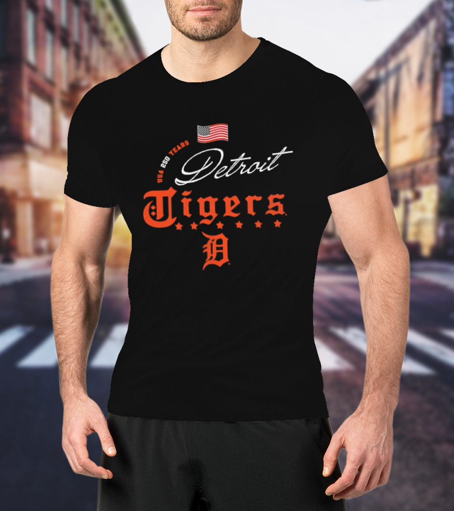 Detroit Tigers 250 Years USA Celebration Happy 4th Of July T-Shirt