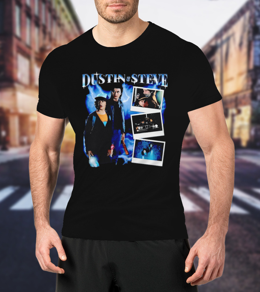 Dustin Steve Polaroid Photos Lightning T-Shirt