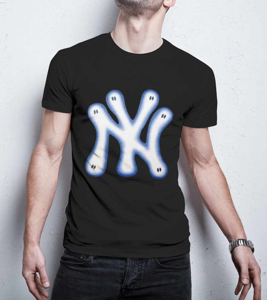 New York Yankees Ghostly Logo With Spooky Eyes T-Shirt