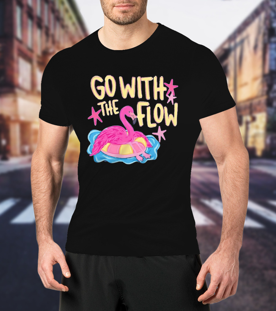 Go With The Flow Flamingo Summer Tropical Vibes T-Shirt