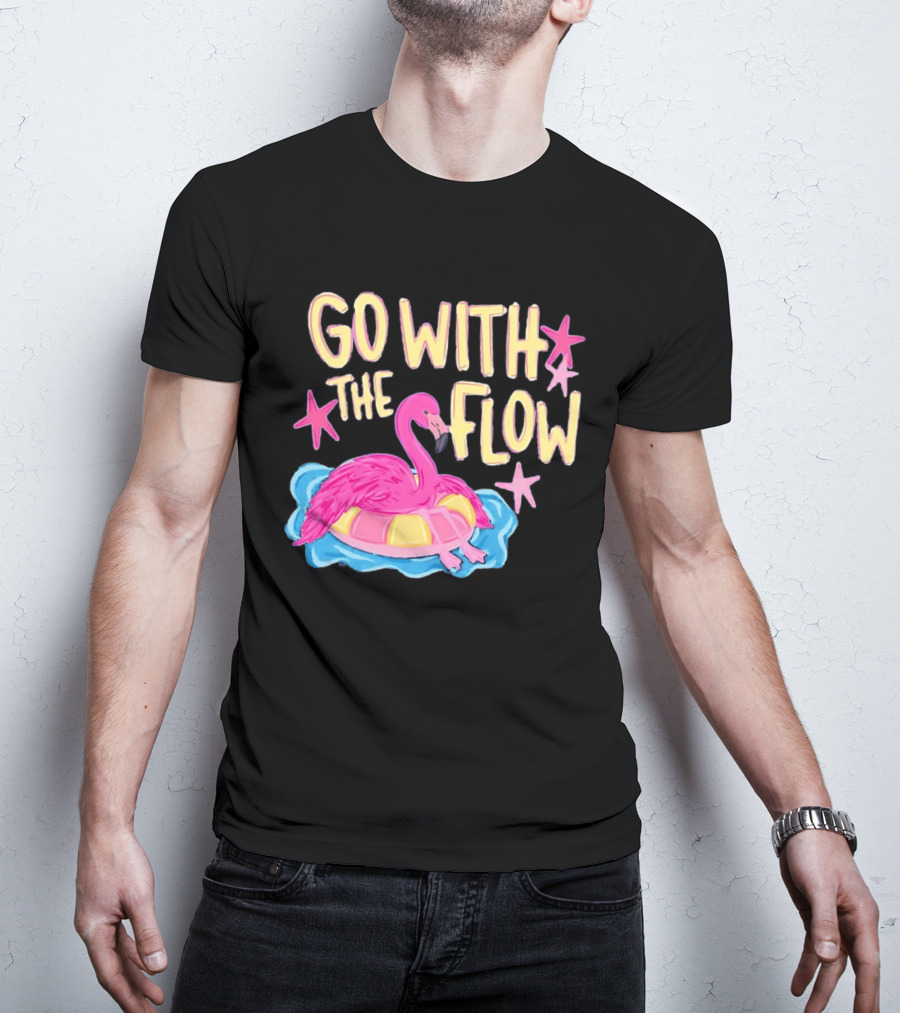 Go With The Flow Flamingo Summer Tropical Vibes T-Shirt