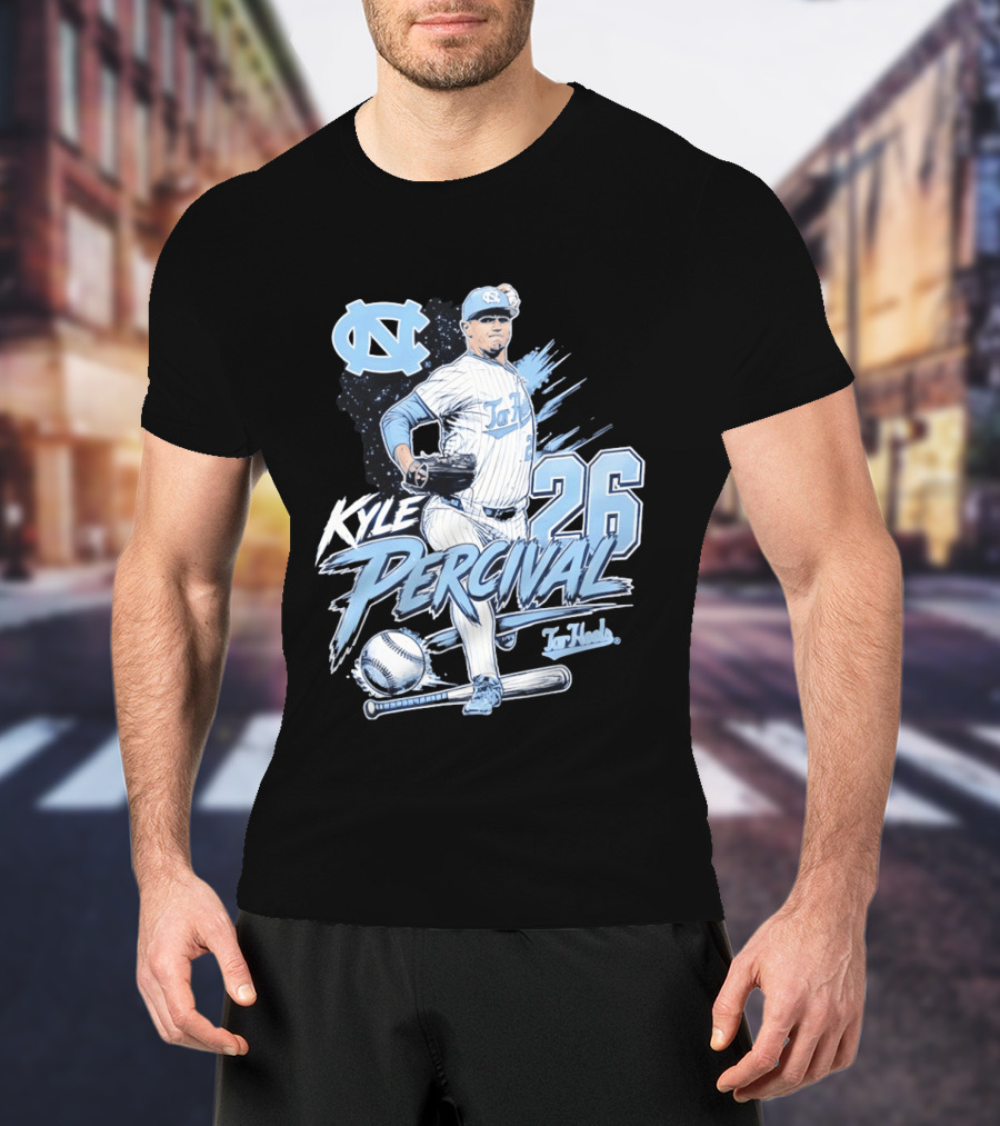 North Carolina Tar Heels Kyle Percival 26 Baseball Pitcher T-Shirt