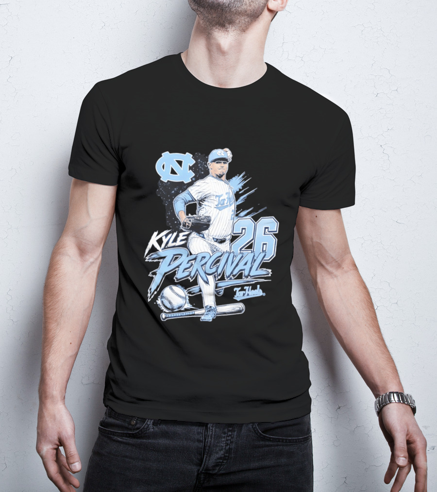 North Carolina Tar Heels Kyle Percival 26 Baseball Pitcher T-Shirt