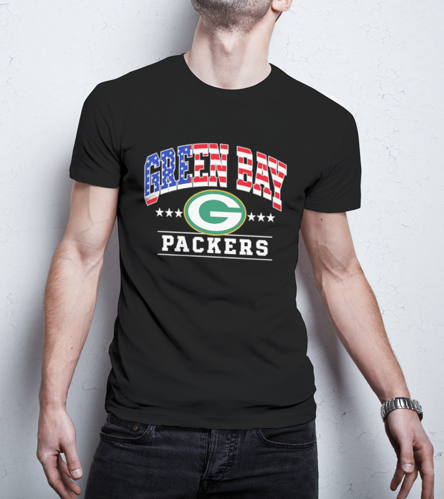 Green Bay Packers 1776 2026 250 Years 4th Of July American Flag T-Shirt