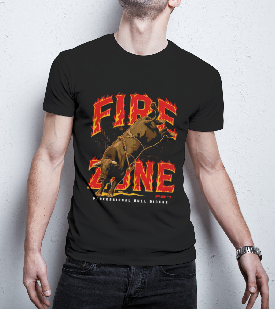 PBR Fire Zone Bucking Bull Professional Bull Riders Western T-Shirt