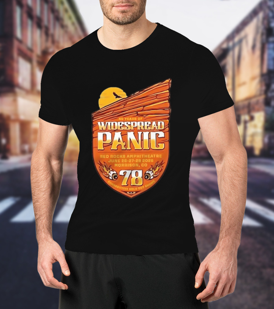 40 Years Of Widespread Panic Red Rocks Amphitheatre June 26 28 2026 Morrison Colorado 78 Consecutive Sold Out Shows T-Shirt