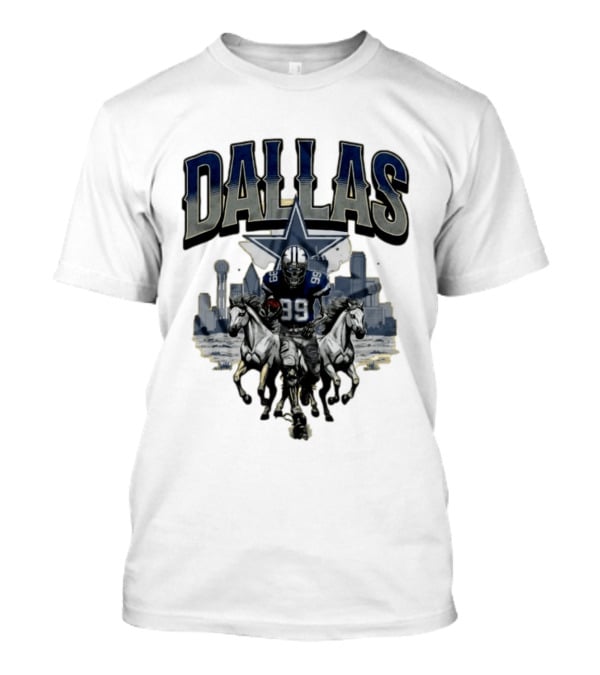 Dallas Cowboys Gameday Skeleton Football Player With Horses And Skyline T-Shirt
