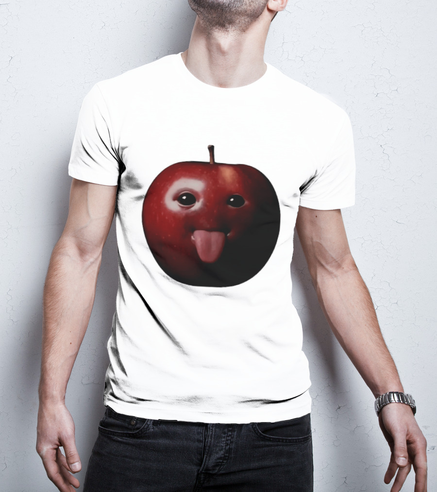 Apple Sticking Out Tongue Funny Fruit Face T-Shirt