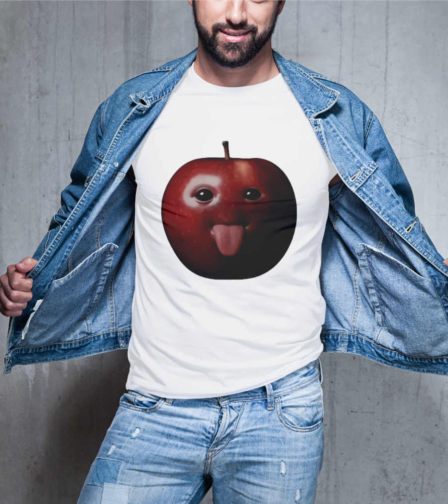 Apple Sticking Out Tongue Funny Fruit Face T-Shirt