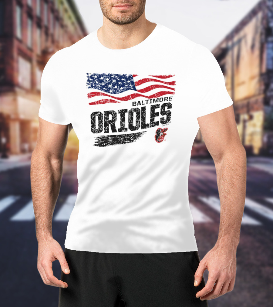 Baltimore Orioles 4th Of July Waving American Flag 250th Anniversary Celebration T-Shirt