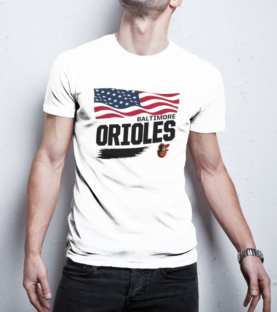 Baltimore Orioles American Flag MLB Team T-Shirt