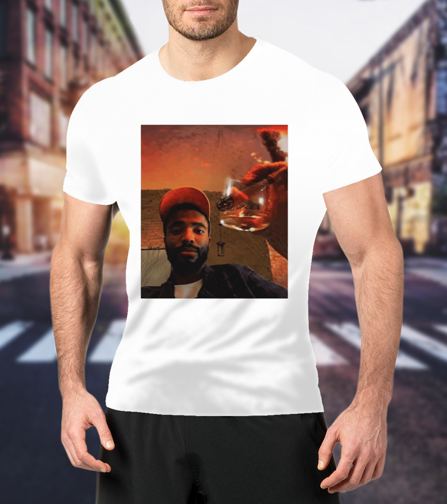 Mikal Bridges Phoenix Suns Cigar Whiskey Glass Sunset Vibes T-Shirt