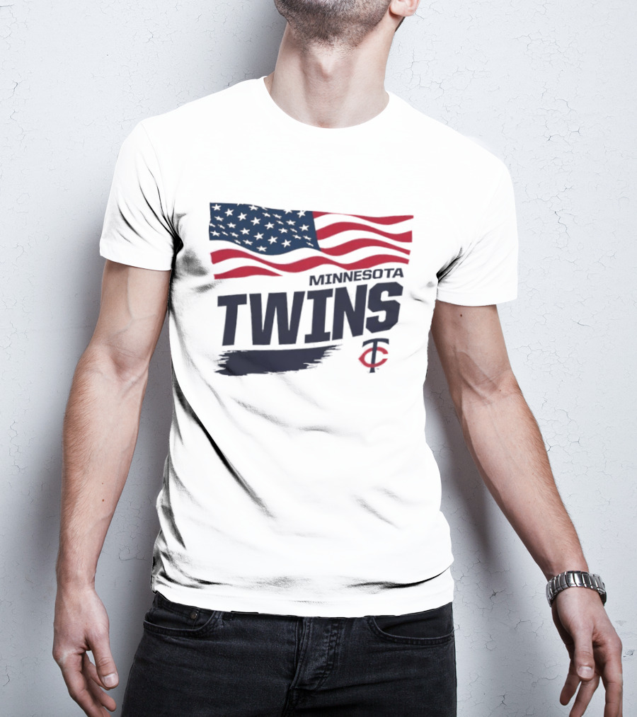 Minnesota Twins Waving American Flag MLB Team T-Shirt