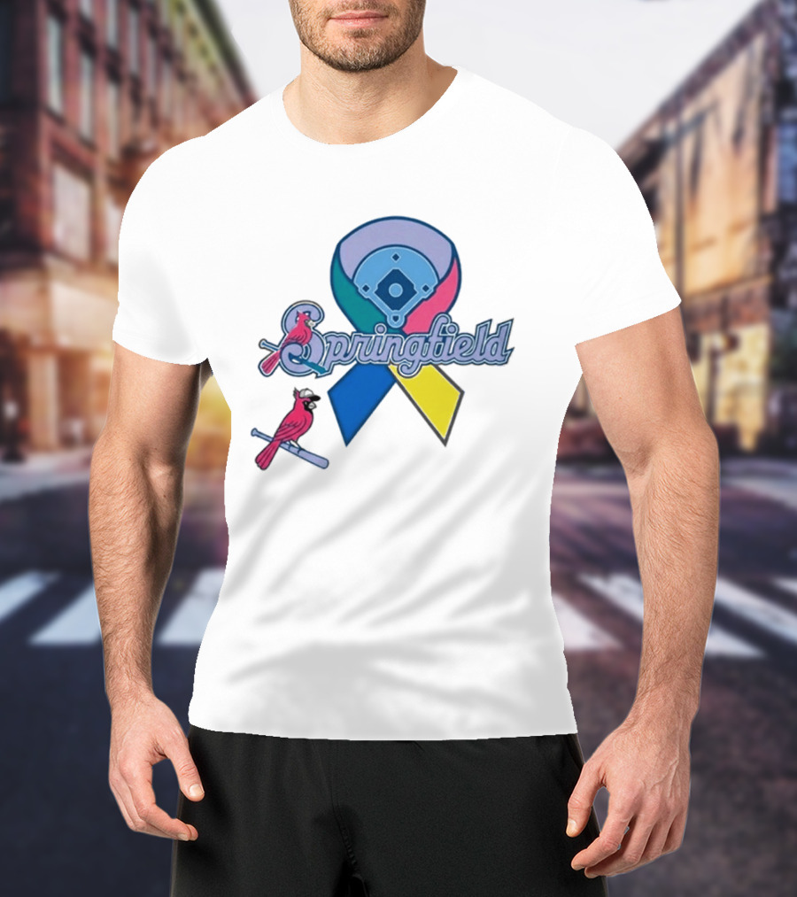 Springfield Cardinals Awareness Ribbon Baseball Team Unity T-Shirt