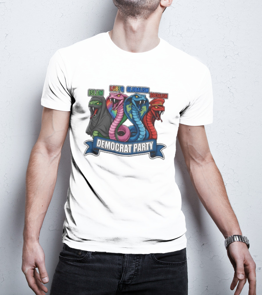 Islam LGBTQ Globalism Socialism Democrat Party Cobra Banner T-Shirt