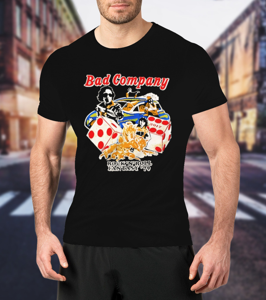 Bad Company Rock N Roll Fantasy '90 Dice And Muscle Car T-Shirt