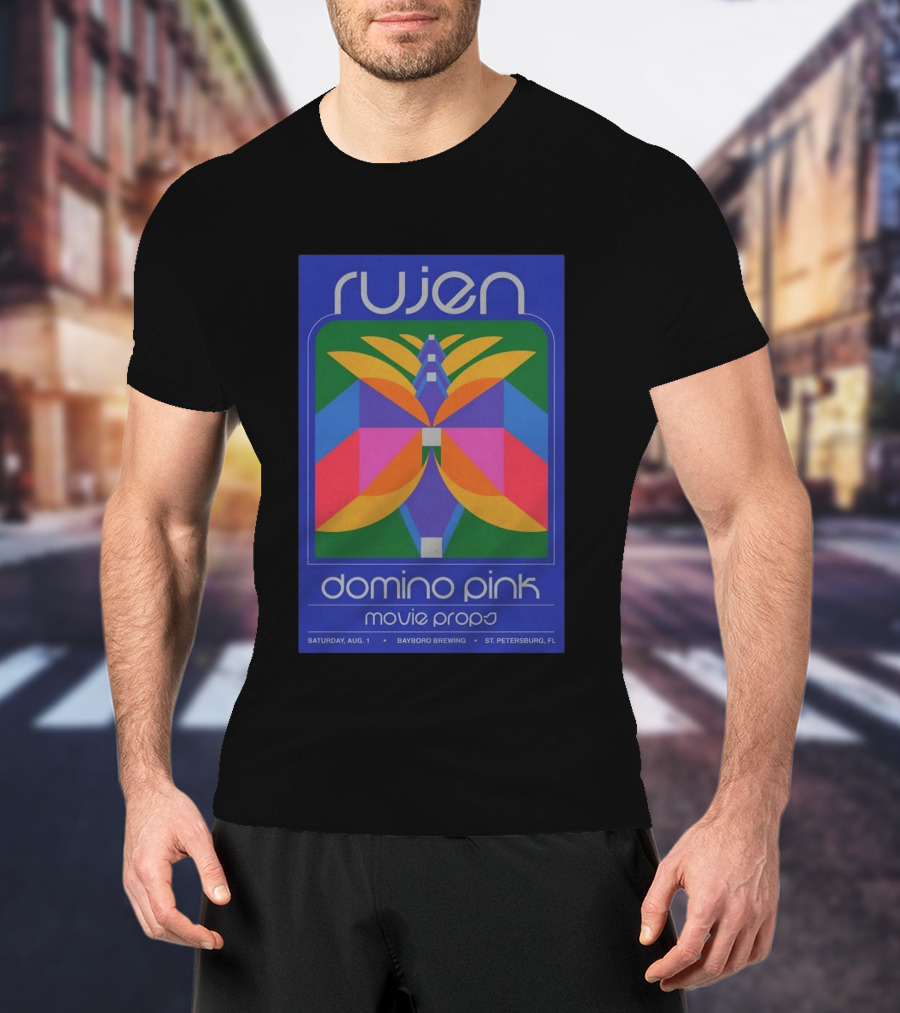 Rujen Domino Pink Movie Props Saturday August 1 Bayboro Brewing St. Petersburg FL T-Shirt