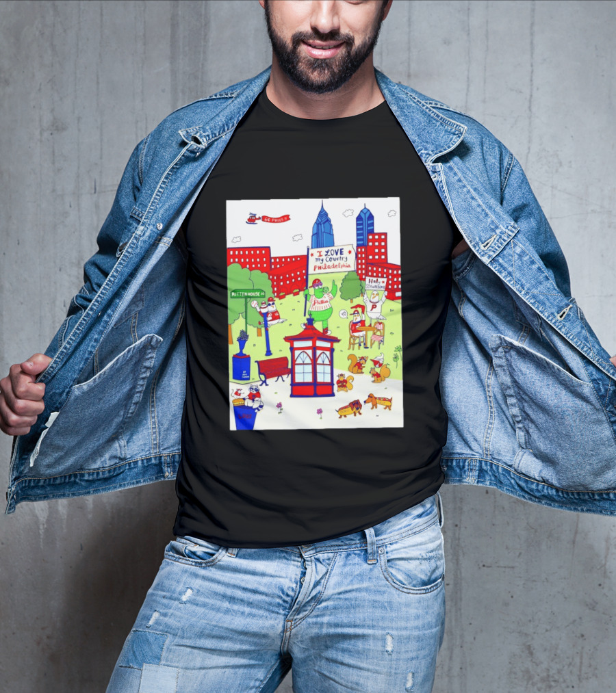 Philadelphia Phillies I Love My Country Rittenhouse Square Phillies Go Phils T-Shirt