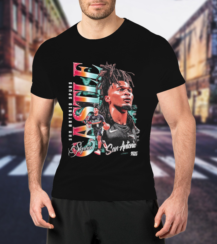 Stephon Castle San Antonio Spurs Player Collage Rent Free T-Shirt