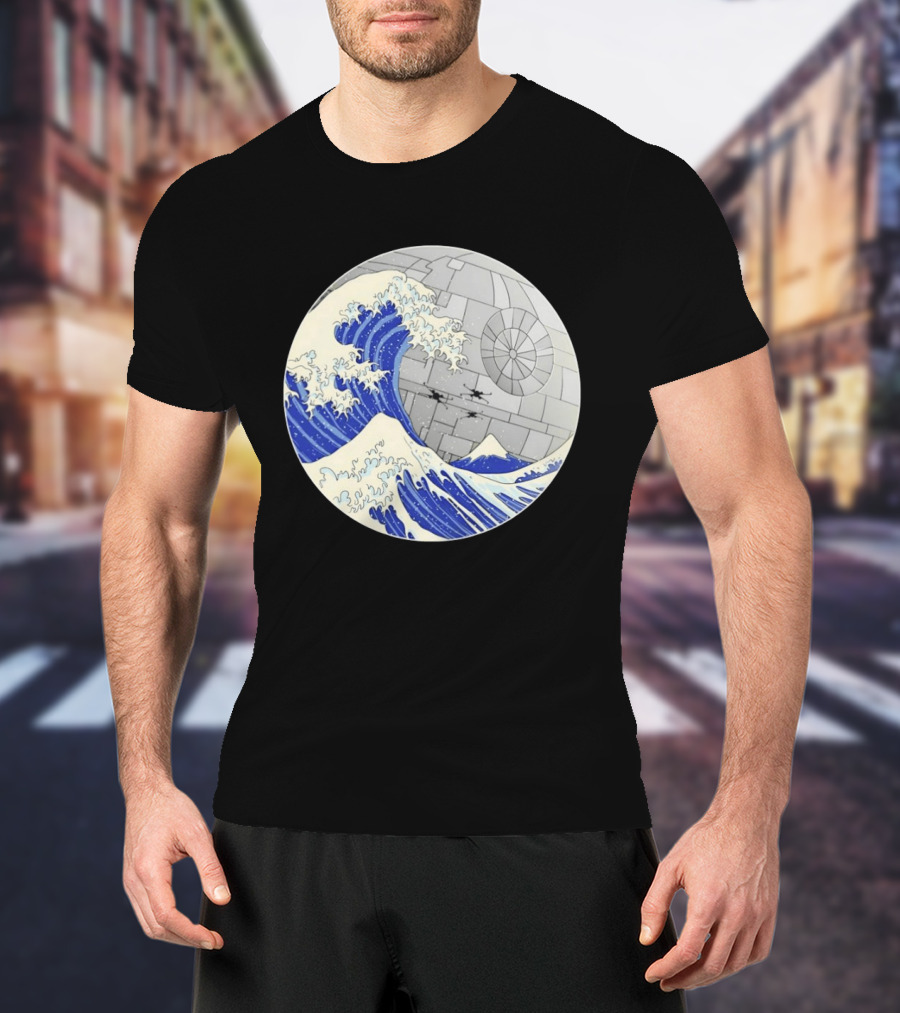 The Great Wave Off Kanagawa Meets Death Star Star Wars T-Shirt